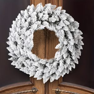1pc 17.7" snowflake christmas wreath artificial snowflake garland with golden accents c wreaths zrsz006