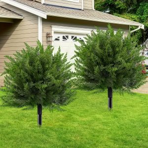 1 set large artificial cedar topiary tree with ground spikes uv resistant faux cypress/spruce shrubs c plants mwc002